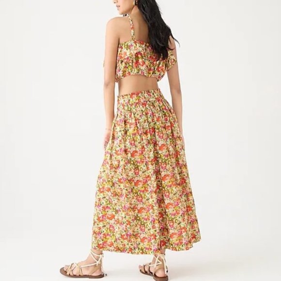 J Crew NWOT Block Print Cotton Voile Midi Skirt + Top Set in Painterly Floral L - Picture 6 of 6